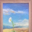 2013, Posledn� l�hev v krajin� bez perspektivy s kopretinou, Olej na sololitu 35.5x89.5cm ($)